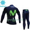 Cykeltøj Langærmet Vinter + Cykelbuks Lang Børn 2017 Movistar Team N001